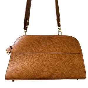 Anna Paola Pebbled Italian Leather & Suede Crossbody Baguette Bag